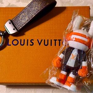 Luxury Key Ring/Keychain/Bag Charm in Orange and White Original Box and Dusty